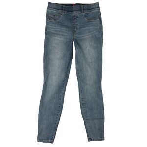 Spanx Jeans Womens M/M Blue Pull On Elastic Waist Tapered‎ Hem Denim Pants